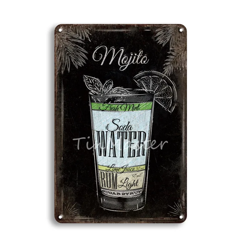10340 Mojito Cocktail Jim Whiskey металлическая настенная художественная жестяная вывеска винтажный Ирландский Паб кухня домашний декор пивной плакат знаки ресторанный Настенный декор - Цвет: 10340
