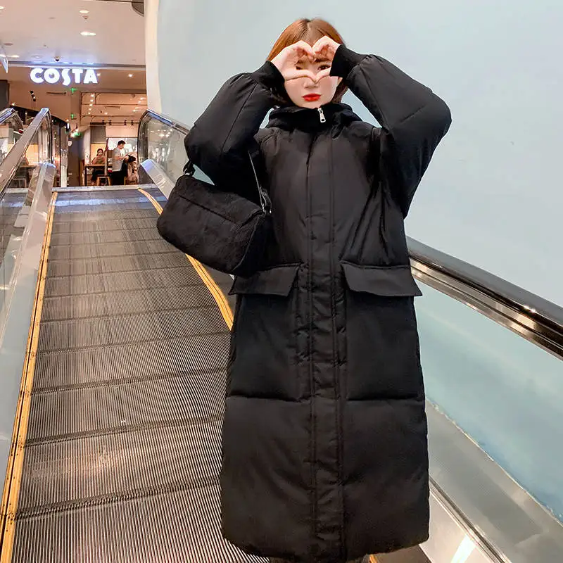 black parkas BF стильная зимняя куртка для женщин, большие размеры, толстые длинные парки, пуховая Хлопковая женская куртка, пальто с большими карманами и капюшоном, теплые женские пальто C6032 - Цвет: black parkas