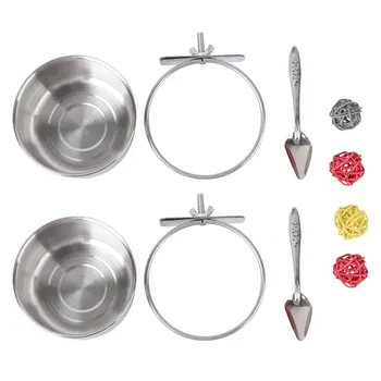 

8Pcs Bite Chinlon Feeding Scoop Parrot Toy Cage Appliances Feeding Bowl for Bird