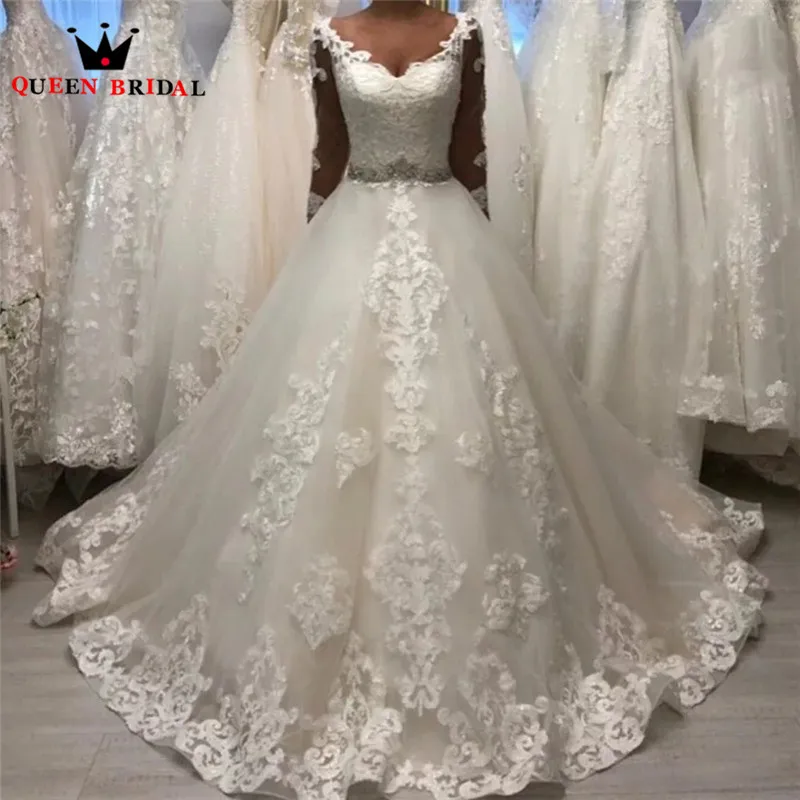 

Vintage Ball Gown Wedding Dress 2020 Long Sleeve Tulle Lace Appliques Formal Bride Dresses Marriage Custom Size JZ34