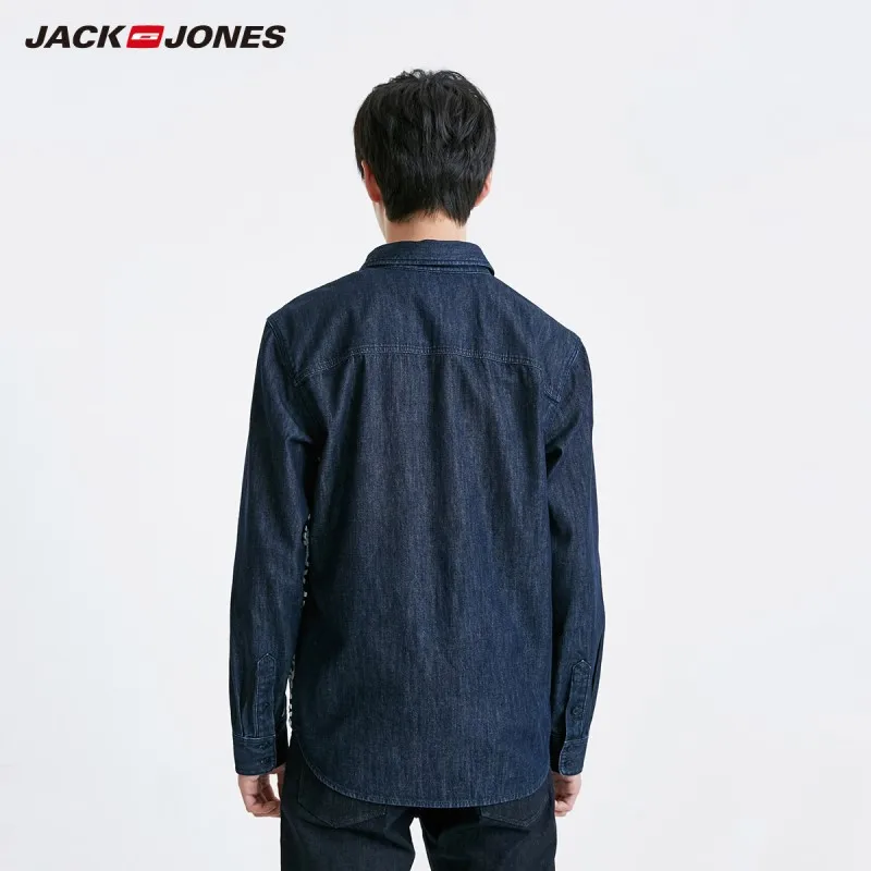 JackJones Для мужчин, Повседневная Удобная хлопковая куртка хлопок джинсовая рубашка 219105504