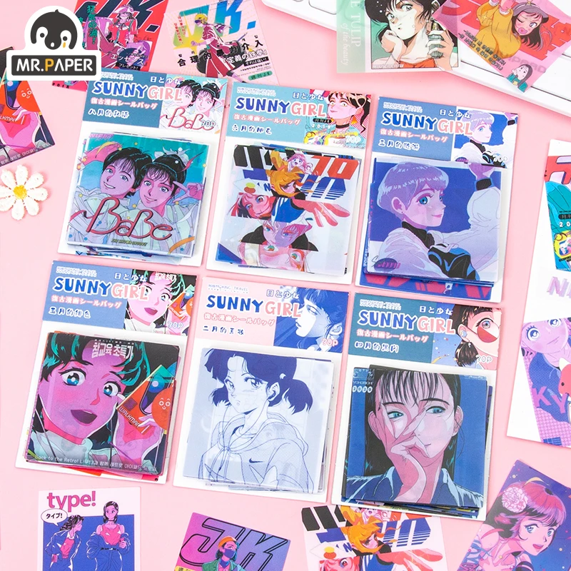 El Sr. De papel 8 diseños 30 unids/bolsa estilo Retro Vintage día y la chica de la serie de dibujos animados mano cuenta decoración Collage DIY pegatinas de Material