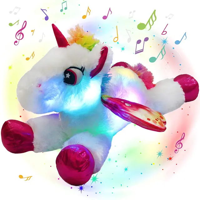 Glow Guards LED Musical Stuffed Unicorn Light up Plush Toy with Night Lights Singing Glow Bedtime Pal Birthday for Toddler Kids