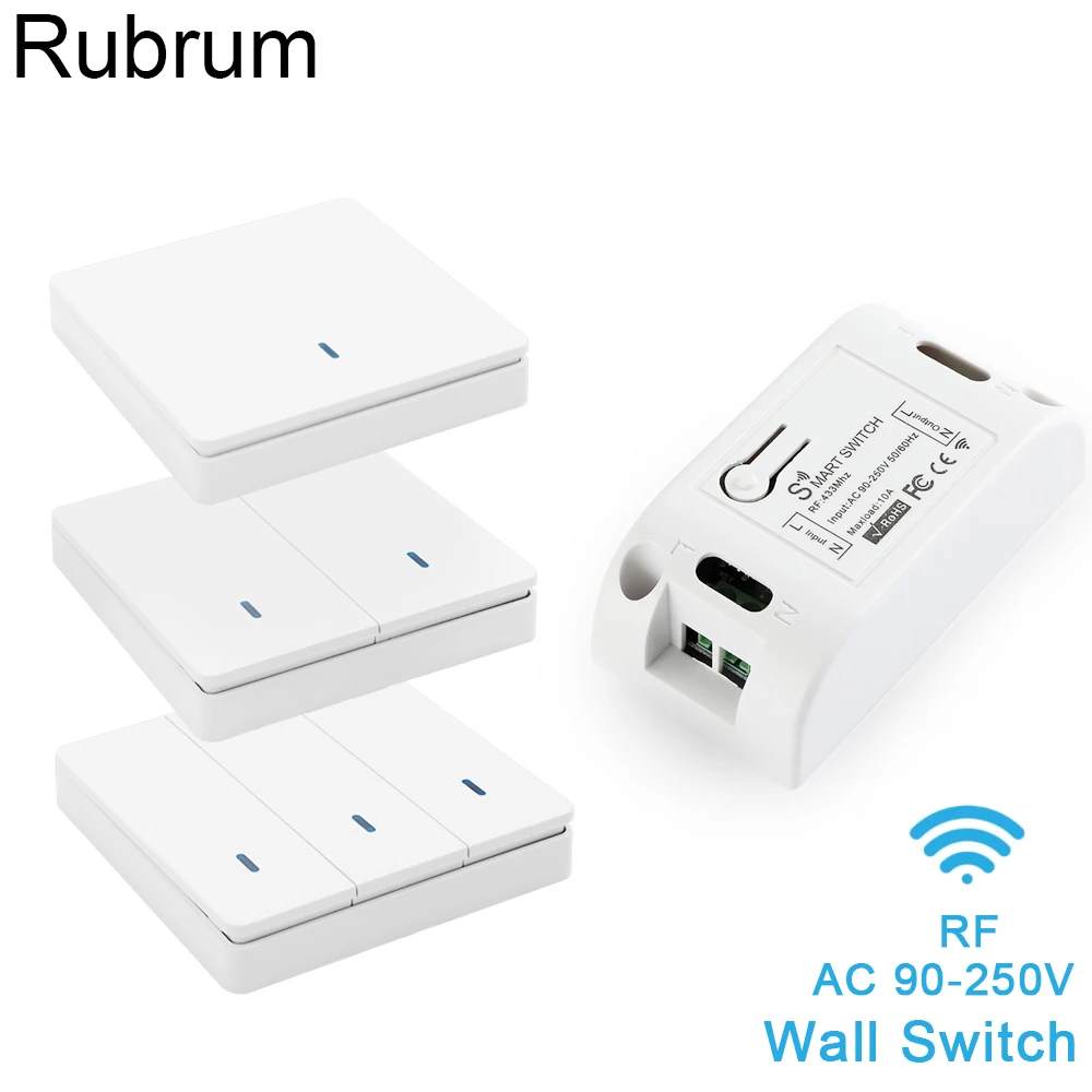 Беспроводной умный выключатель света Rubrum RF 433 МГц переключатель дистанционного