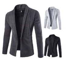 Мода, мужской повседневный приталенный однотонный пиджак без пуговиц, деловой рабочий пиджак, пиджак, верхняя одежда