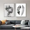 Scandinavian Posters Nordic Poster Black and White Pictures Feather Wall Painting Abstract Art Prints Living Room Wall Decor ► Photo 2/6