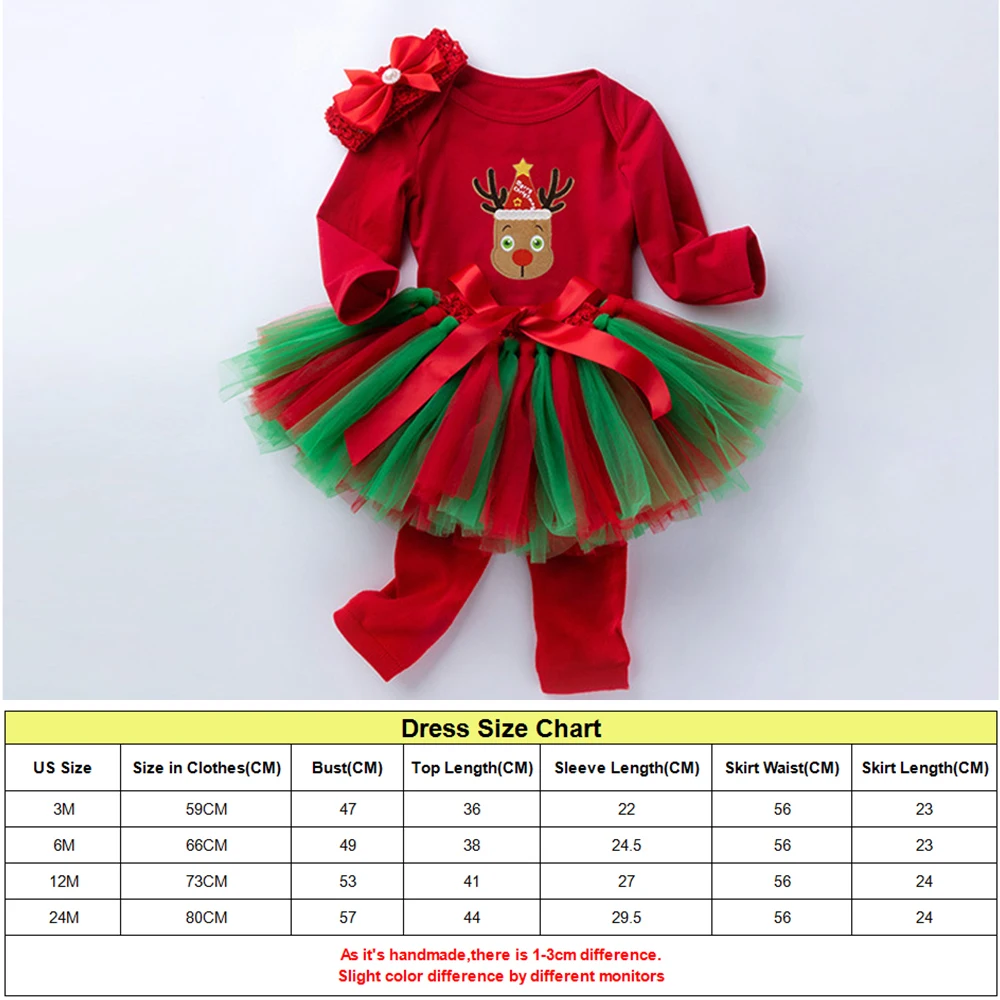 Hylidge/4 шт./компл. г. Осенне-зимний новорожденный Рождественский костюм рождественские платья с длинными рукавами и рисунком для маленьких девочек юбка-пачка
