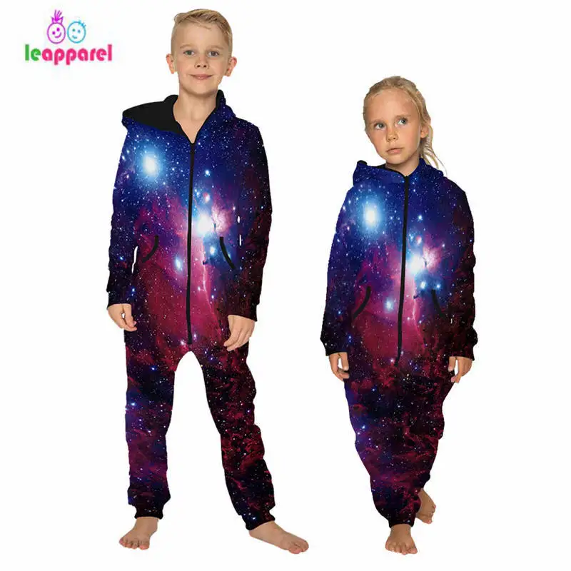 LEAPPAREL/Детский комбинезон с 3D-принтом, с принтом скелета, для мальчиков и девочек, свободная осенне-зимняя верхняя одежда с длинными рукавами