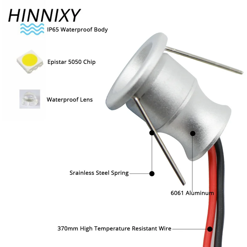 Светодиодный мини светильник Hinnixy IP65 водонепроницаемый точечный для шкафа 12 в