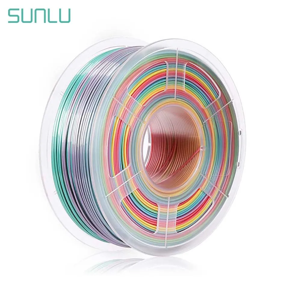 

SUNLU Rainbow PLA Filament 1.75MM 1KG Colorful PLA Filament Dimension Accuracy +/-0.02mm New Arrival 3D Printer Material