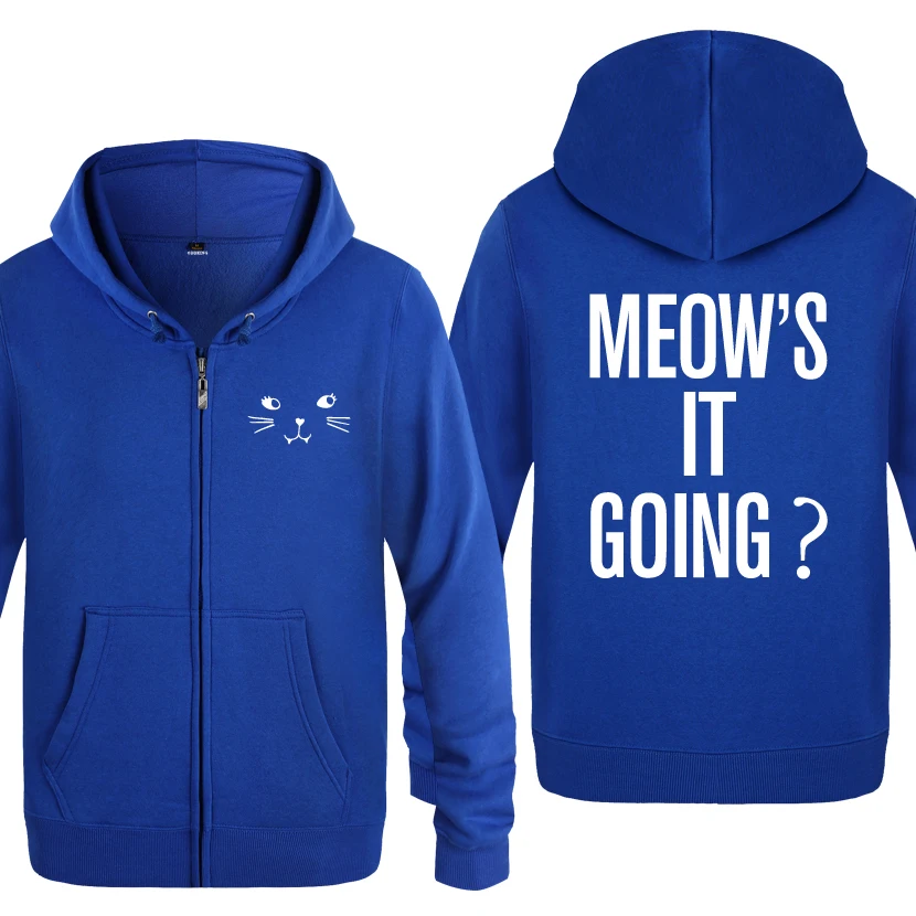 MEOW's IT GOING свитшоты с буквенным принтом Мужские мужские флисовые толстовки с капюшоном на молнии кардиганы