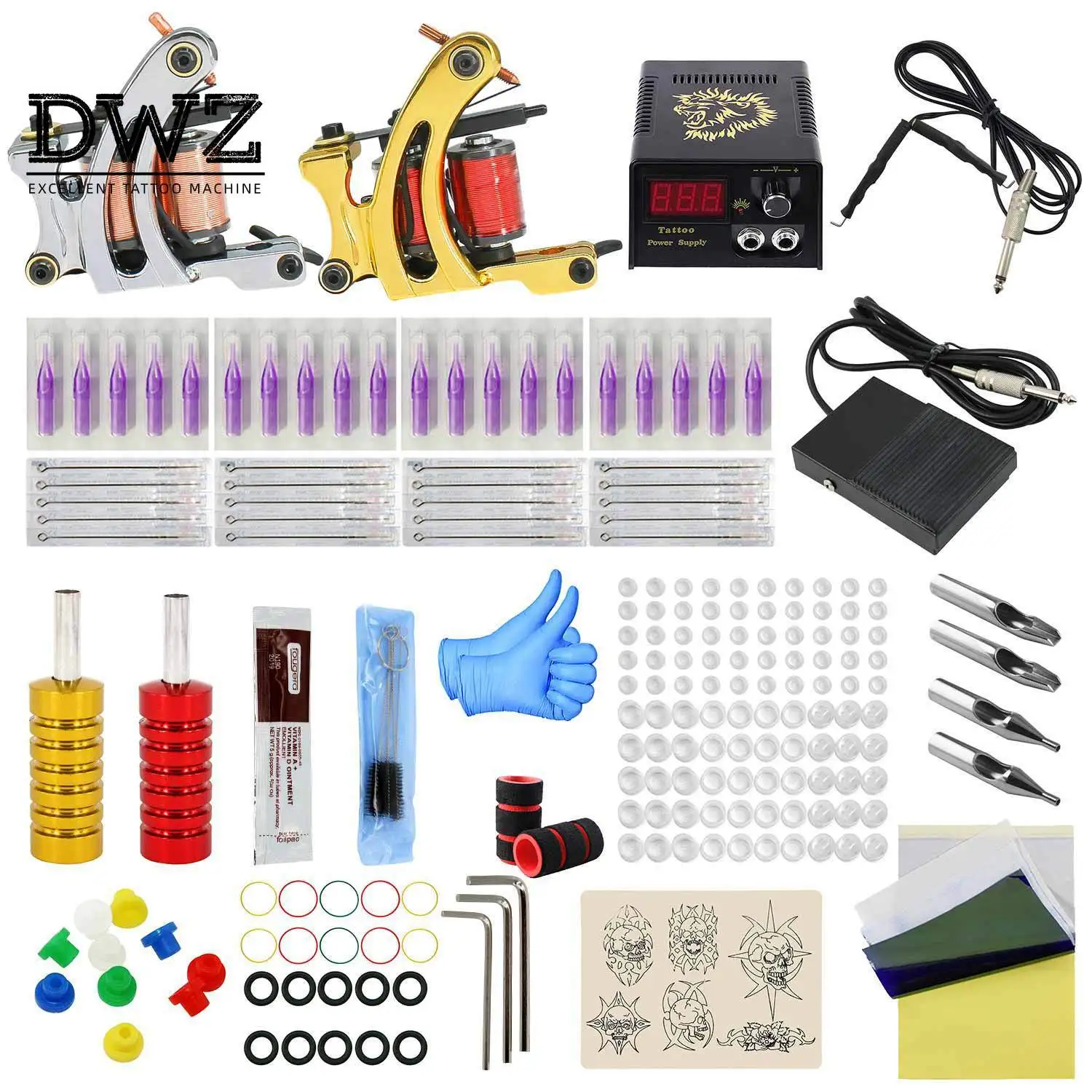 

Coil tattoo machine set professional full set of tattoo equipment cutting line and fog double machine tattoo suit pmu machine