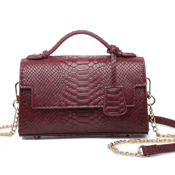 

Fashion New Snake Pattern Bag Leather Handbag Python Chain Strap Design Clutch Bag Shoulder Bag Purse Hot Sales