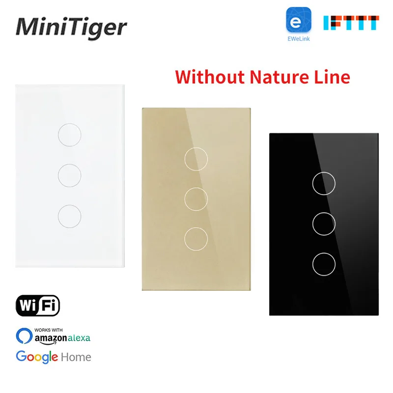 Minitiger не требуется нейтральный провод 3 банды стандарт США WIFI сенсорный