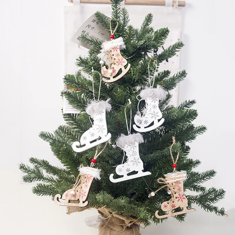 Санта-Клаус, олень, новогодняя натуральная Деревянная Рождественская елка, украшения, Подвесные Подарки, Рождественский Декор для дома, вечерние украшения
