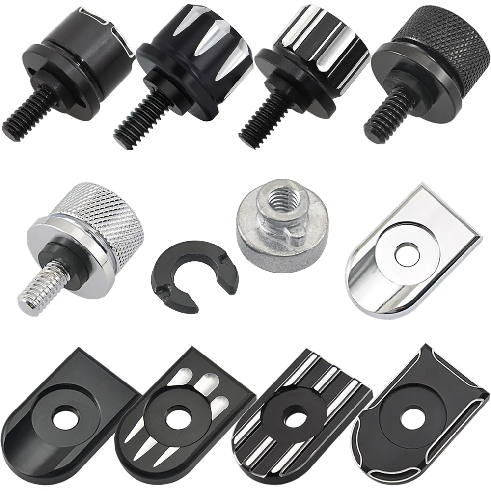 

Moto Billet Aluminum Rear Fender Seat Bolt Screw Nut Tab Hardware Kit Mount Knob Cover For Harley Motorbikes '96-'19 Universal