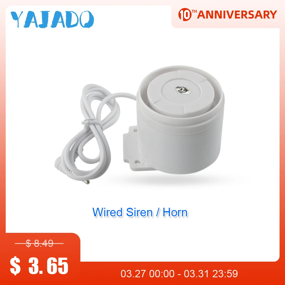 

YAJADO Mini Wired Siren for Home Security Alarm System Alarm Speaker Accessories Burglar Alarm 110dB Horn