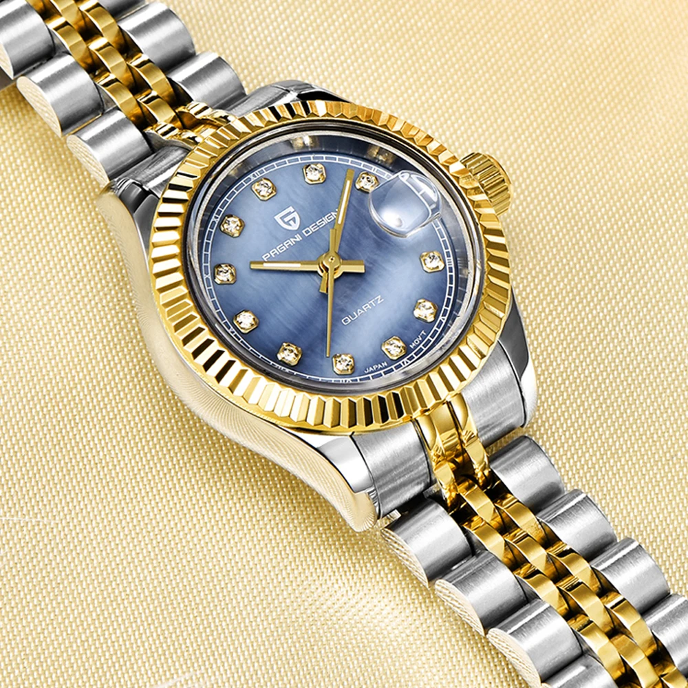 free drop shipping Automatic-self-Wind Female Watch gold silver stainless steel band waterproof auto date womens watches  (38)