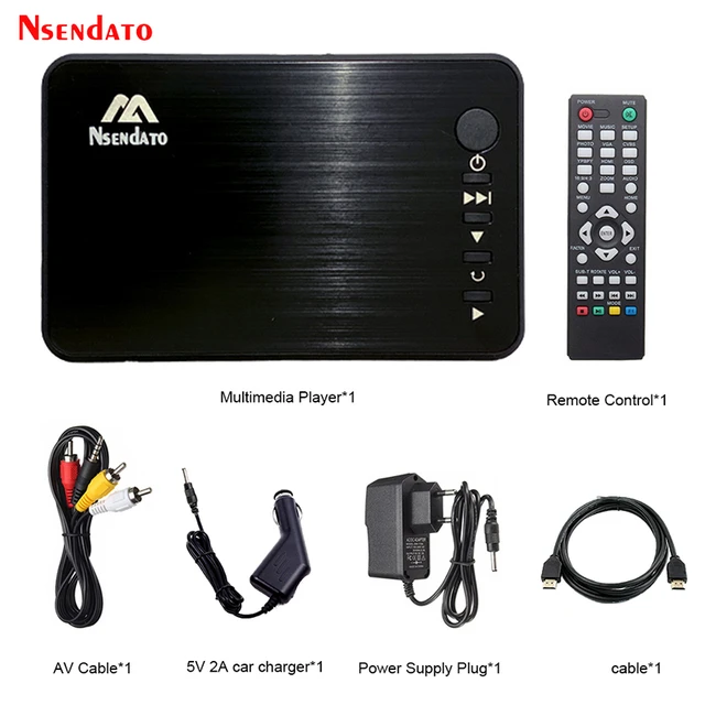 Mini reproductor multimedia Full HD para dispositivo de reproducción automática, USB, externo, HDD, con cargador, HD, VGA, AV, SD, U, MKV, RMVB - AliExpress