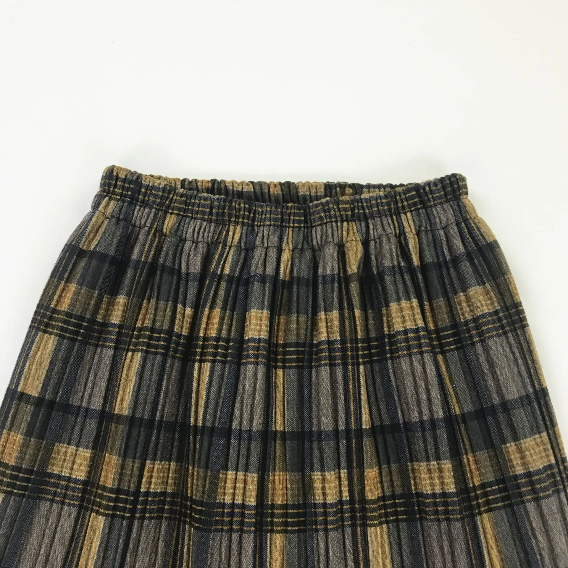 Vintage New Women Thick Warm Autumn Winter Harajuku Plaid Retro Skirt Female Cute Japanese Girls Kawaii Skirts Calf-length