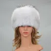 Real Fur Bomber Trapper Hat Lady Winter Warm Luxury 100% Natural Fox Fur Hat Ski Mask Bonnet Fashion Fluffy Fox Fur Beanie Caps 2