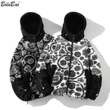 

BOLUBAO Men Fashion Printing Hoodie Jacket Autumn Male Fleece Warm Splicing Streetwear Slim Fit Lamb Wool Jackets Mens Clothing