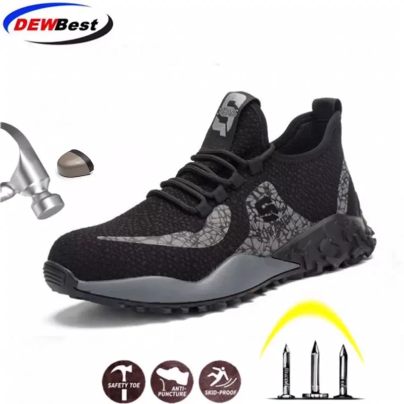 Мужские рабочие защитные ботинки со стальным носком DEWBEST легкие дышащие