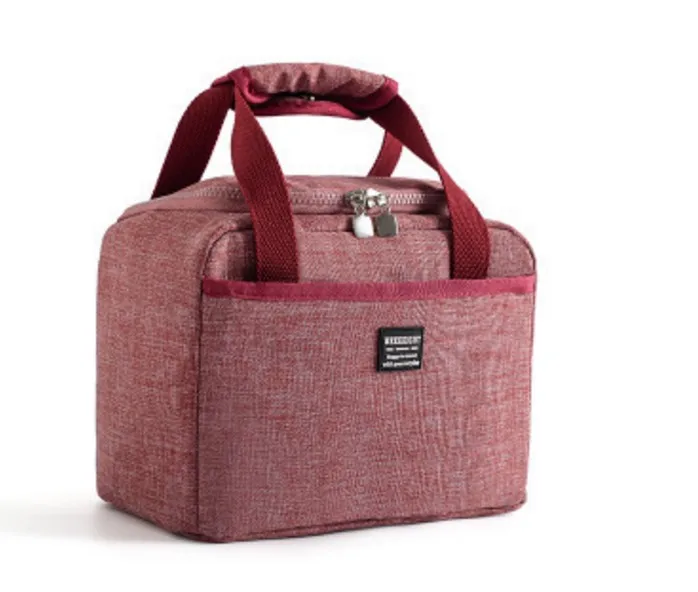 Портативная термоизолированная сумка для обедов, сумка-холодильник для пикника, чехол для хранения еды для путешествий, сумка Bento Tote для женщин и мужчин - Цвет: Красный
