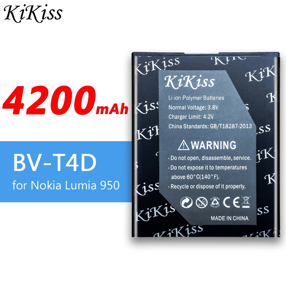 Original KiKiss Battery BV-T4D for Microsoft Lumia 950 XL CityMan Lumia 940 XL RM-1118 BV T4D BVT4D 4200mAh For Nokia Lumia 950