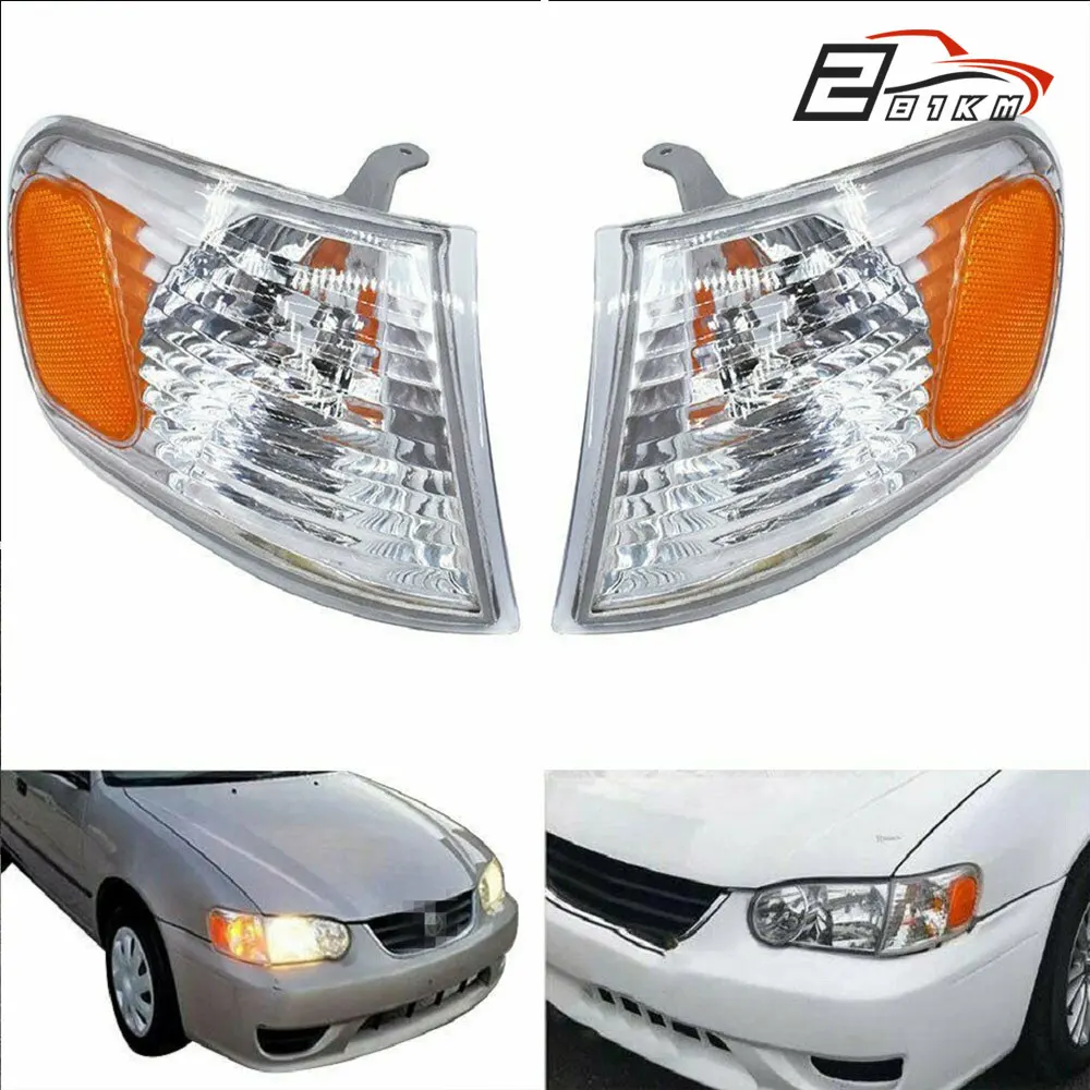 

281KM Car Corner Light Marker Turn Side Signal Lamp Left/Right Front Bumper Light Cover For Toyota Corolla 2001 2002