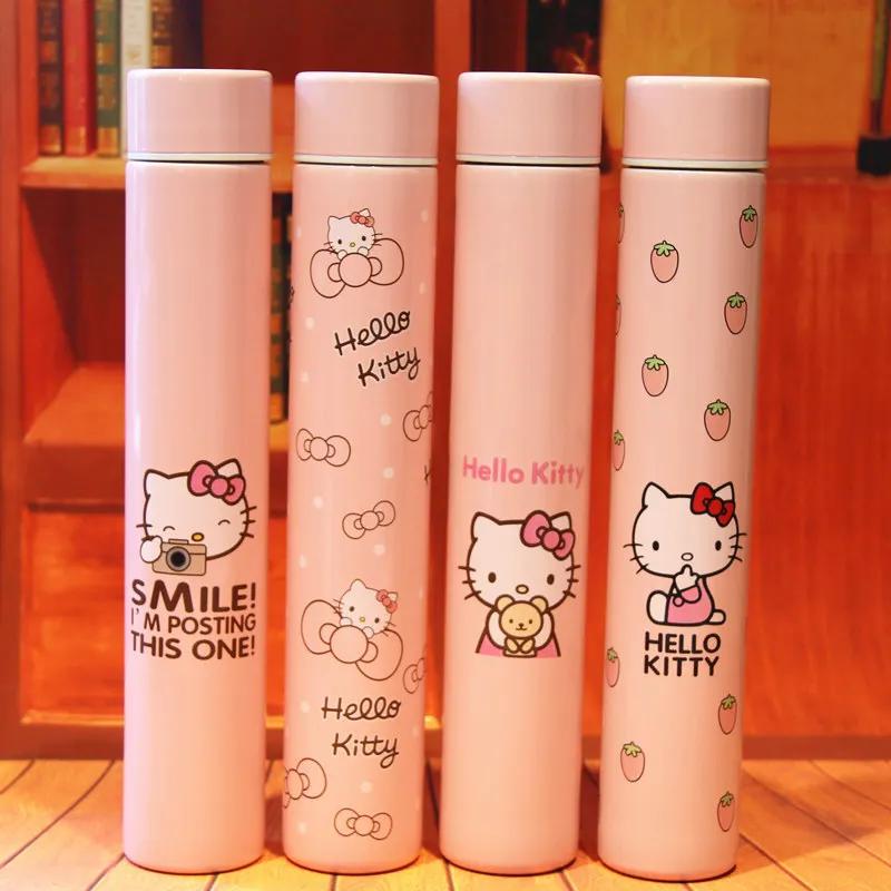 

Creative Goddess-Insulated Cup Anti Wolf Rod Stainless Steel Water Cup KITY Cat Cartoon Students WOMEN'S Pink Slender Cup