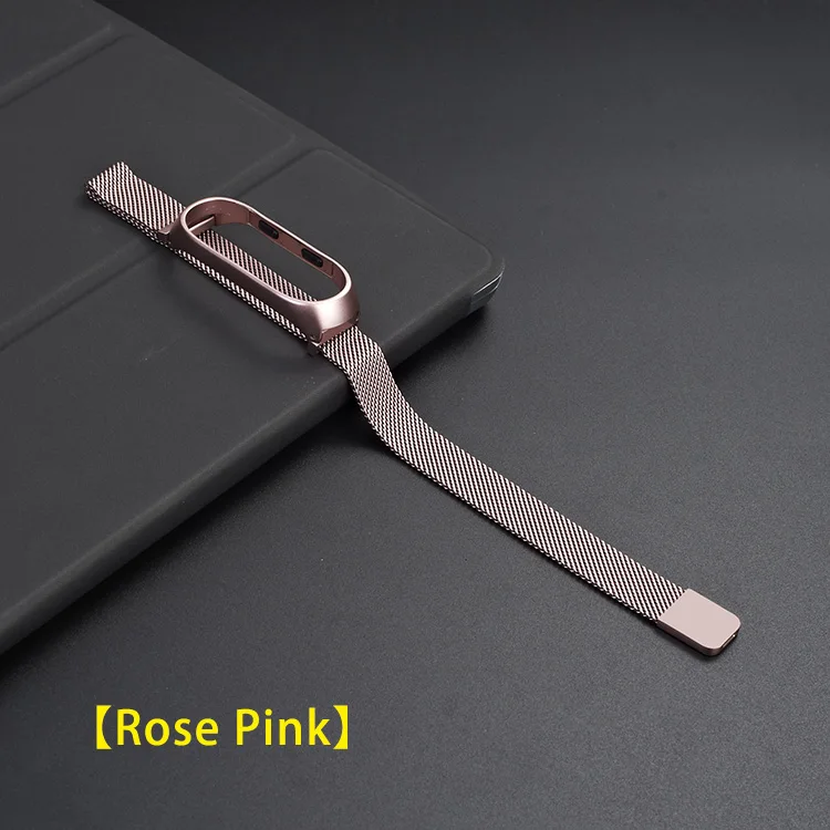 Rose Pink UEBN металлический браслет из нержавеющей стали mi lanese петля ремешок универсальный для Xiaomi mi браслет 4 и mi Band 3 сменный Браслет - Цвет ремешка: Rose Pink