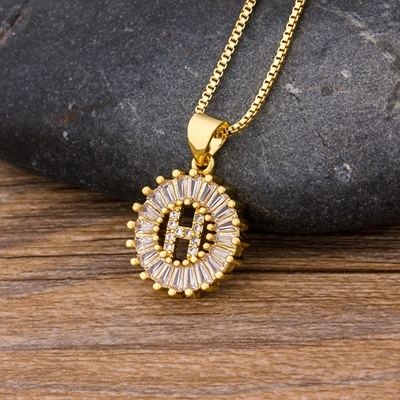 Sale Women Girls Initial Letter Necklace 26 Letters Charm Gold Name Necklace Pendant Top Quality Copper Zircon Jewelry Gift