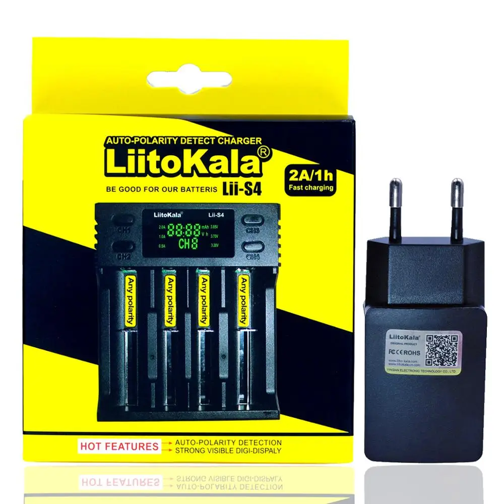 

2019 Liitokala Lii-S4 LCD 3.7V 18650 18350 18500 16340 21700 20700B 20700 14500 26650 1.2 V AA AAA NiMH Lithium Battery Charger
