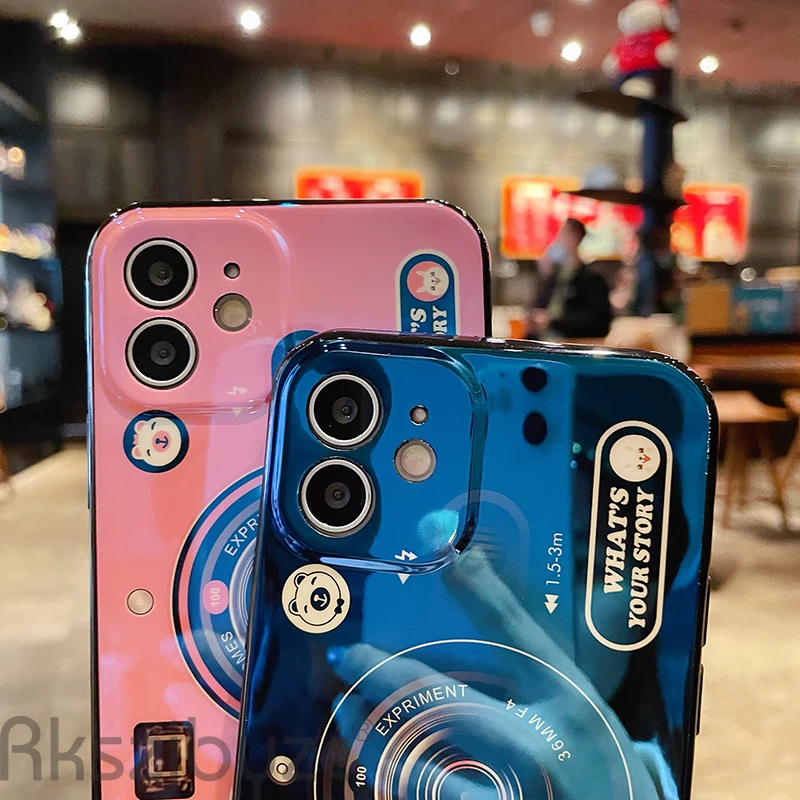 Чехол для IPhone 12 11 Pro 12Mini 5 5S 6 6S 7 8 Plus X Xs Max XR SE 2020 мягкий чехол телефона с 3d камерой Blue
