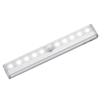 

10 LED IR Infrared Motion Detector Wireless Sensor Lighting Closet Night USB Battery Charging Lamp for Cabinet Wardrobe Light