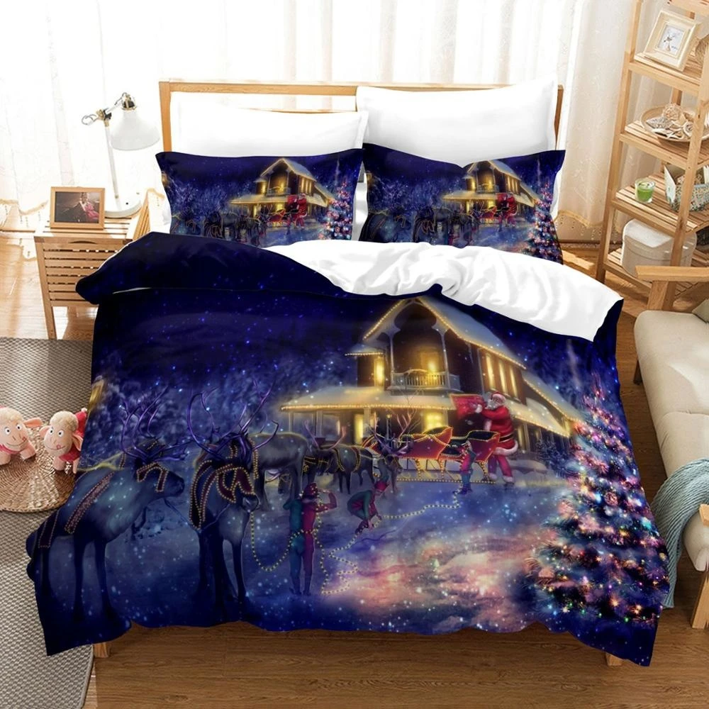 cotton sheets 3D Printed Bedding Set Christmas Bedclothes Festival Bedding Set Kawaii Bed Set For Winter Twin Full Queen King Adult And Kids bed comforters