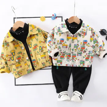 

2020 Baby Boys Autumn Clothes Children T-Shirt cartoon printe jacket Pants 3Pcs/set Infant Kids Cotton Toddler Casual Tracksuits