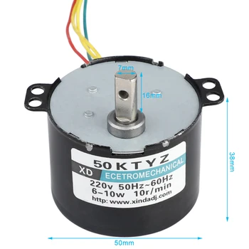 

10rpm 10W Permanent Magnet Motor 50KTYZ AC220V Synchronous Motor Metal Gear 38mm x 50mm D-Type 50KTYZ Synchronous Motor