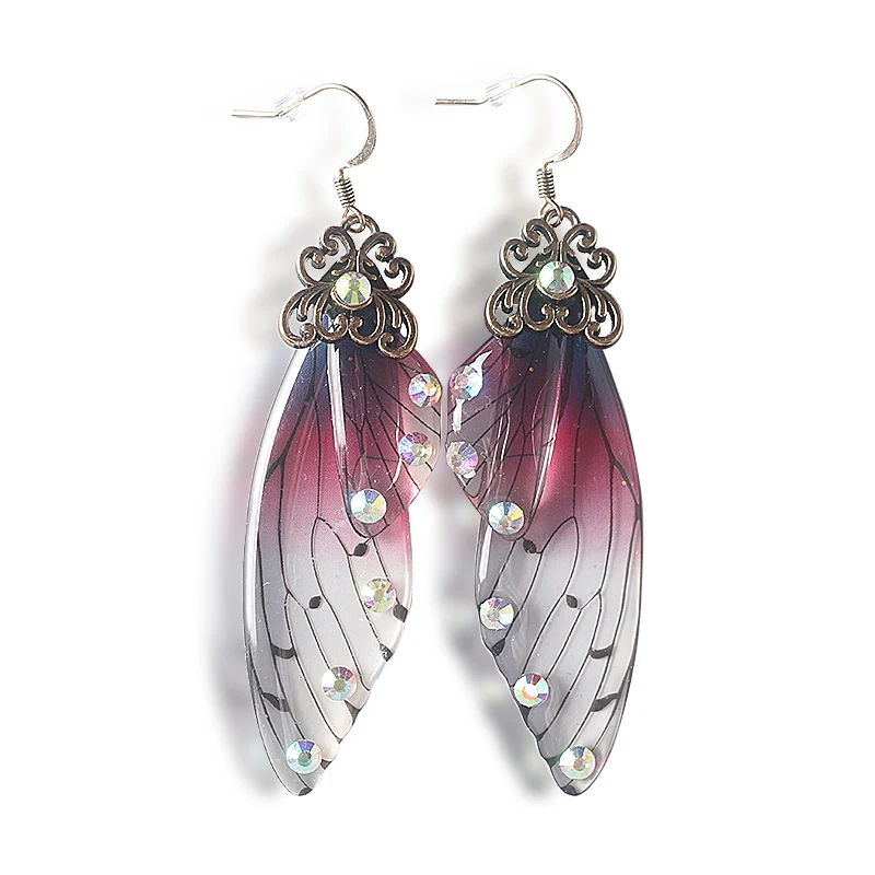 Butterfly Wing Earrings Colorful Unique Fairy Wing Drop Earrings Fashion Insect Jewelry For Women Girls Jewelry Gifts