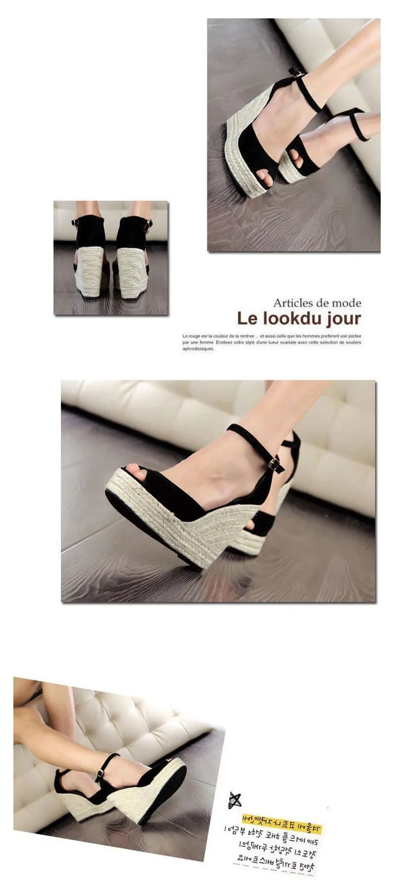 Size 32-44 Women's Wedges Sandals 2020 New Straw Wedge Heel Gladiator Sandals For Women Buckle Strap Lady Platform Sandals Shoes