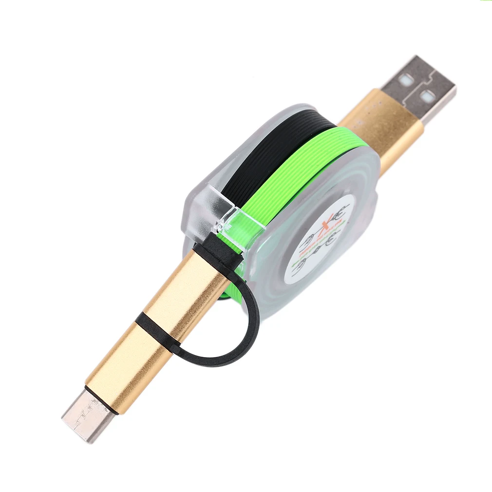 2 в 1 1 м USB кабель Android type-c интерфейсный кабель Телескопический яркий цвет зарядный кабель для передачи данных для huawei