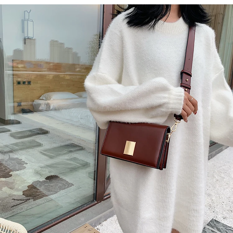 Ретро модная женская квадратная сумка через плечо Новая высококачественная кожаная женская дизайнерская сумка повседневная сумка через плечо