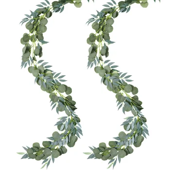 

2 Pcs Artificial Eucalyptus Garland Handmade Wall Decoration Eucalyptus Leaves for Garden