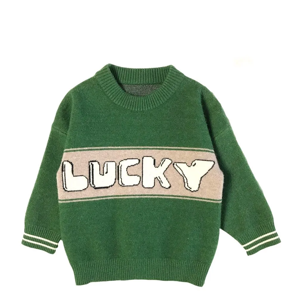 Осенне-зимние свитера для маленьких мальчиков и девочек; детские вязаные свитера с надписями; теплая одежда с длинными рукавами для малышей