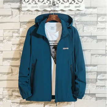 

Season Men Sports Leisure Coat Loose Li Collar Jacket Men's Wear Plus Fat plus Size Windbreaker Clothing