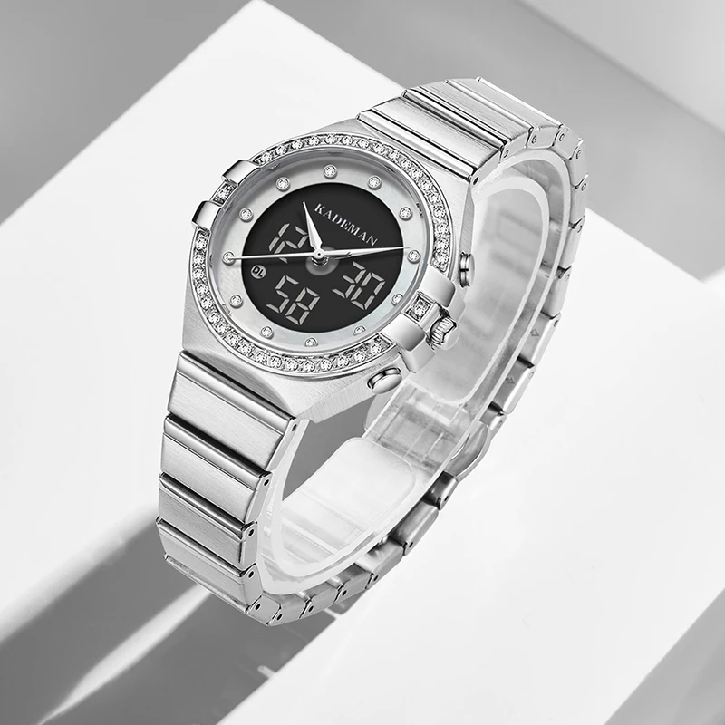 KADEMAN Casual Ladies Watches Luxury Design LCD Quartz Wristwatch TOP Brand Fashion Girls Business Women Clock relogios feminino
