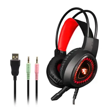 

Headset Headphone Wired Game Earphones Gaming Headphones Deep Bass Stereo With Microphone For PC Laptop Gamer