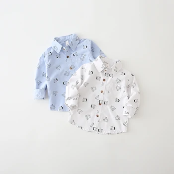 

2020 Autumn New Shirt for boy Blouse Children's clothing children clothes White Blue blouse forboys shirts 2 to 8 years kids