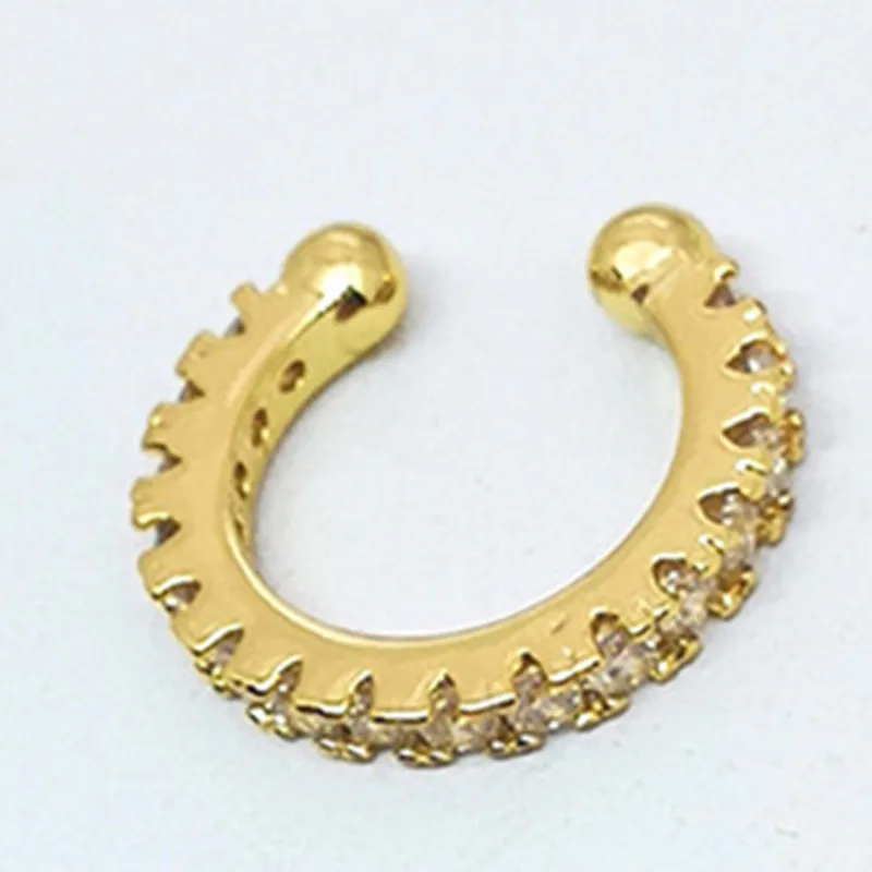 Zircon gold Bebeoso панк микро инкрустированные модные каффы для ушей хрящи клипсы для ушей для женщин без проколов маленькие каффы для ушей обертывание ушей клипсы для ушей ювелирные изделия - Окраска металла: Zircon gold